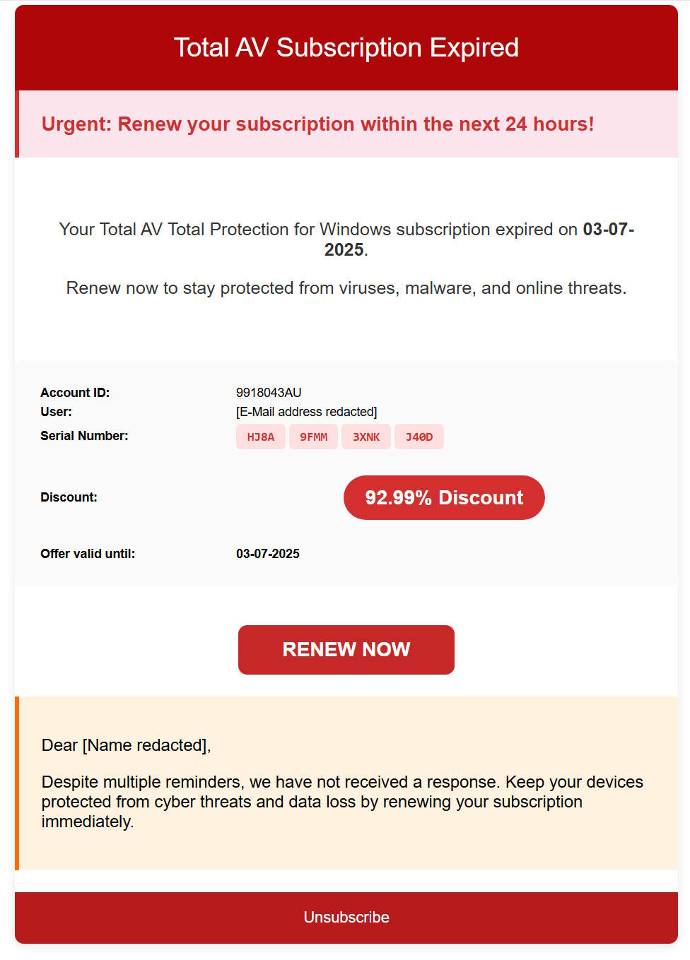 click to see larger image anti-virus renewal scam