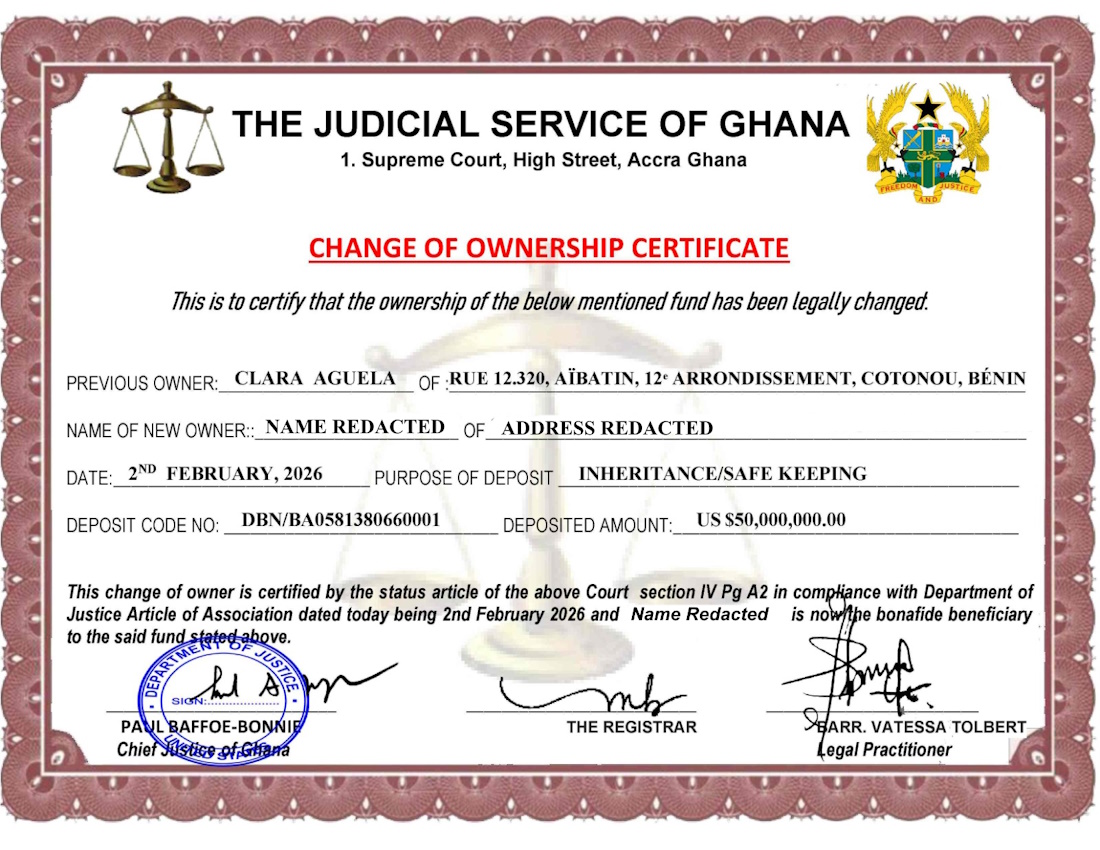 click to view larger image change of ownership certificate