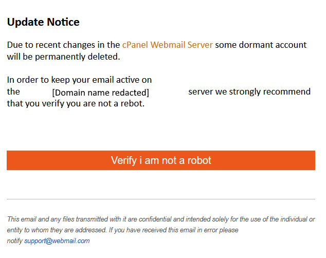 click to see larger image cPanel domain deactivation scam