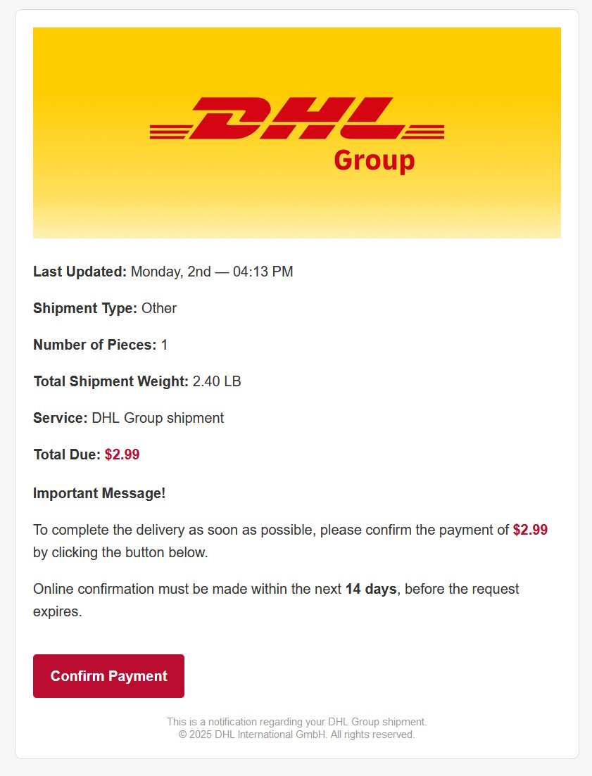 click to see larger image dhl delivery scam