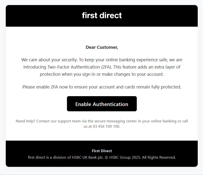 click to see larger image first direct phishing scam