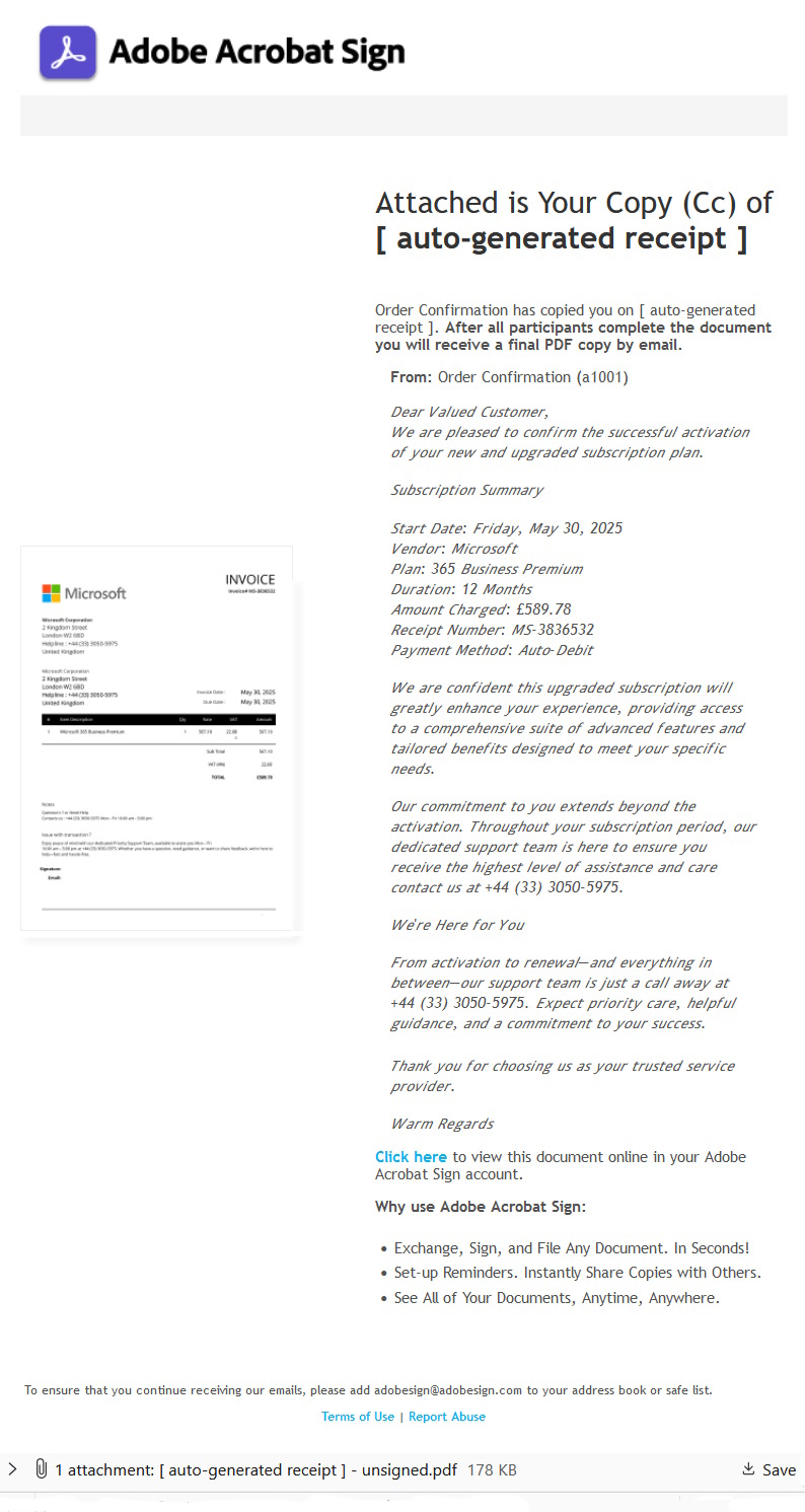 click to see larger image microsoft 365 renewal scam
