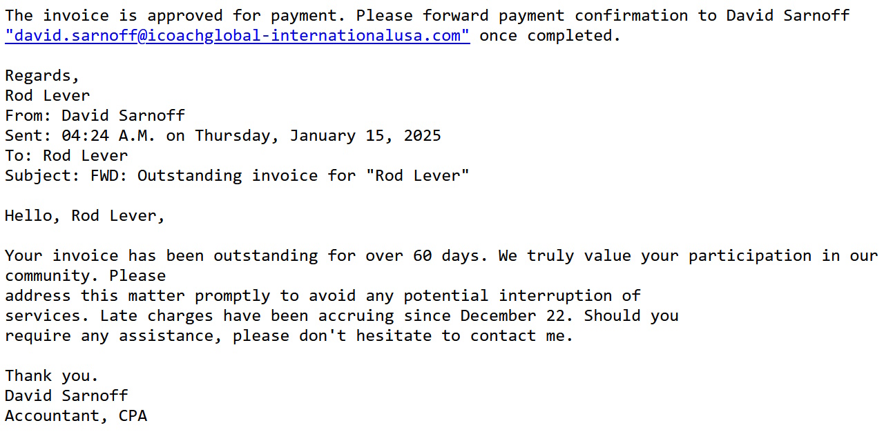 click to see larger image outstanding invoice scam