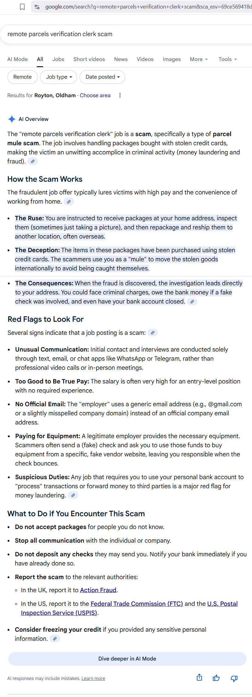 click to see larger image remote parcel verification scam