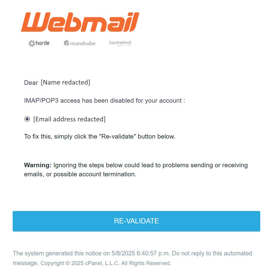 click to see larger image webmail scam email